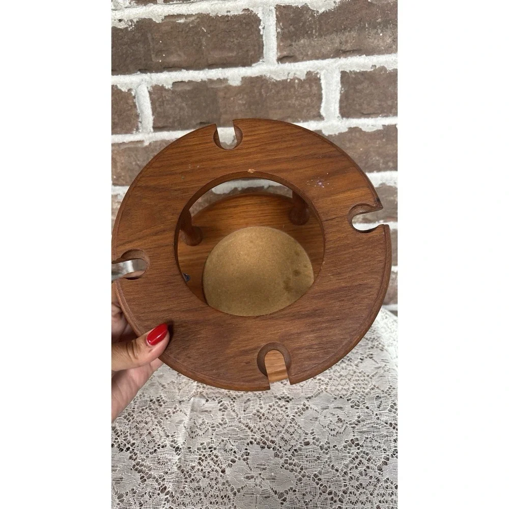 Vintage‎ Goodwood Genuine Teak Wood Wine Bottle Stand Holder & Glass Caddy MCM